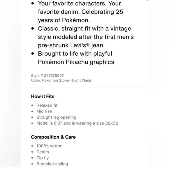 LEVI'S® X POKÉMON 551™M Z AUTHENTIC
STRAIGHT MEN'S JEANS - Picture 6 of 6